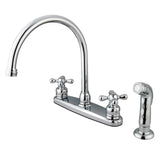 Vintage Two-Handle 4-Hole 8" Centerset Kitchen Faucet with Side Sprayer