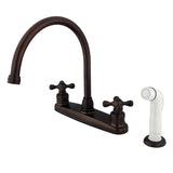 Vintage Two-Handle 4-Hole 8" Centerset Kitchen Faucet with Side Sprayer