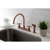 Vintage Two-Handle 4-Hole 8" Centerset Kitchen Faucet with Side Sprayer