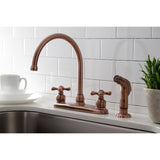 Vintage Two-Handle 4-Hole 8" Centerset Kitchen Faucet with Side Sprayer