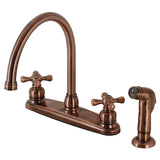 Vintage Two-Handle 4-Hole 8" Centerset Kitchen Faucet with Side Sprayer