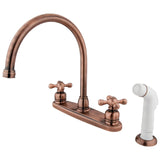 Vintage Two-Handle 4-Hole 8" Centerset Kitchen Faucet with Side Sprayer