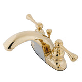 English Country Two-Handle 3-Hole Deck Mount 4" Centerset Bathroom Faucet with Plastic Pop-Up
