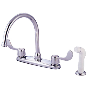 Vista Two-Handle 4-Hole Deck Mount 8" Centerset Kitchen Faucet with Side Sprayer