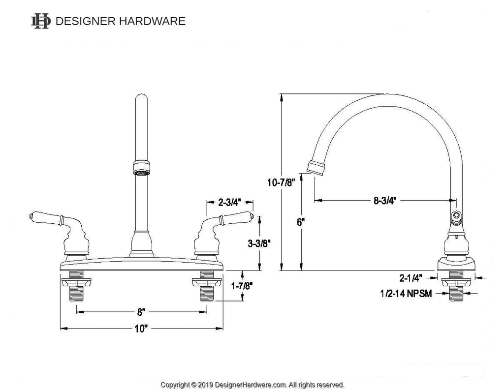 Magellan Two-Handle 2-Hole Deck Mount 8" Centerset Kitchen Faucet