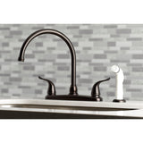 Yosemite Two-Handle 4-Hole Deck Mount 8" Centerset Kitchen Faucet with Side Sprayer