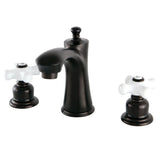 Victorian Two-Handle 3-Hole Deck Mount Widespread Bathroom Faucet with Plastic Pop-Up