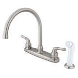 Magellan Two-Handle 4-Hole Deck Mount 8" Centerset Kitchen Faucet with Side Sprayer