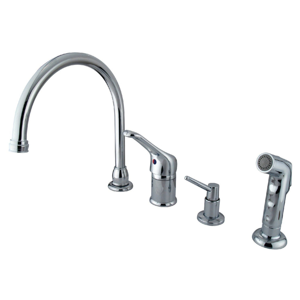 Wyndham Single-Handle 4-Hole Deck Mount Widespread Kitchen Faucet with Sprayer and Soap Dispenser