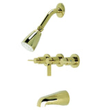 NuvoFusion Three-Handle 5-Hole Wall Mount Tub and Shower Faucet
