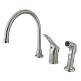 Wyndham Single-Handle 3-Hole Deck Mount Widespread Kitchen Faucet with Side Sprayer