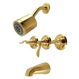 NuWave French Three-Handle 5-Hole Wall Mount Tub and Shower Faucet