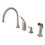 Chatham Single-Handle 4-Hole Deck Mount Widespread Kitchen Faucet with Sprayer and Soap Dispenser