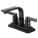 NuvoFusion Two-Handle 2-Hole Deck Mount 4" Centerset Bathroom Faucet with Push Pop-Up