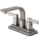 NuvoFusion Two-Handle 2-Hole Deck Mount 4" Centerset Bathroom Faucet with Push Pop-Up