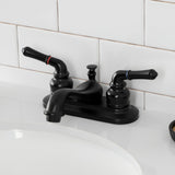 Royale Two-Handle 3-Hole Deck Mount 4" Centerset Bathroom Faucet with Plastic Pop-Up