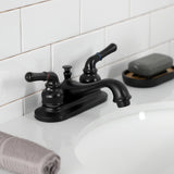 Royale Two-Handle 3-Hole Deck Mount 4" Centerset Bathroom Faucet with Plastic Pop-Up