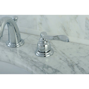 NuWave French Two-Handle 3-Hole Deck Mount Widespread Bathroom Faucet with Plastic Pop-Up