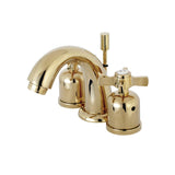 Millennium Two-Handle 3-Hole Deck Mount Widespread Bathroom Faucet with Plastic Pop-Up