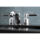 Kaiser Two-Handle 3-Hole Deck Mount Mini-Widespread Bathroom Faucet with Plastic Pop-Up