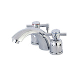 Concord Two-Handle 3-Hole Deck Mount Mini-Widespread Bathroom Faucet with Plastic Pop-Up