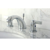 NuvoFusion Two-Handle 3-Hole Deck Mount Mini-Widespread Bathroom Faucet with Plastic Pop-Up
