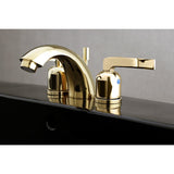 Centurion Two-Handle 3-Hole Deck Mount Mini-Widespread Bathroom Faucet with Plastic Pop-Up