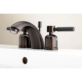 Kaiser Two-Handle 3-Hole Deck Mount Mini-Widespread Bathroom Faucet with Plastic Pop-Up