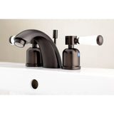 Paris Two-Handle 3-Hole Deck Mount Mini-Widespread Bathroom Faucet with Plastic Pop-Up