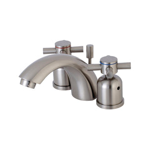 Concord Two-Handle 3-Hole Deck Mount Mini-Widespread Bathroom Faucet with Plastic Pop-Up