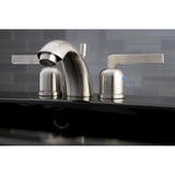 Centurion Two-Handle 3-Hole Deck Mount Mini-Widespread Bathroom Faucet with Plastic Pop-Up