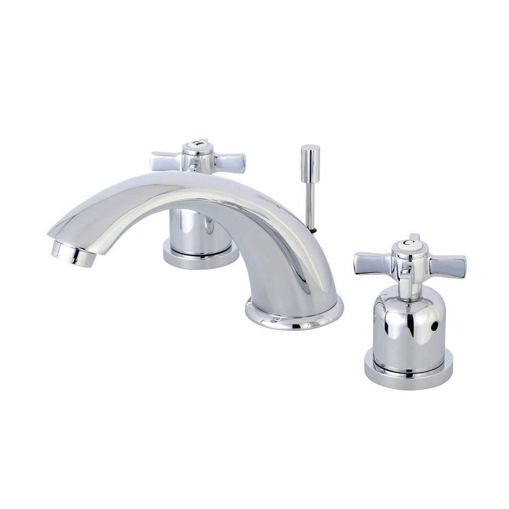 Millennium Two-Handle 3-Hole Deck Mount Widespread Bathroom Faucet with Plastic Pop-Up