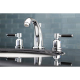 Kaiser Two-Handle 3-Hole Deck Mount Widespread Bathroom Faucet with Plastic Pop-Up