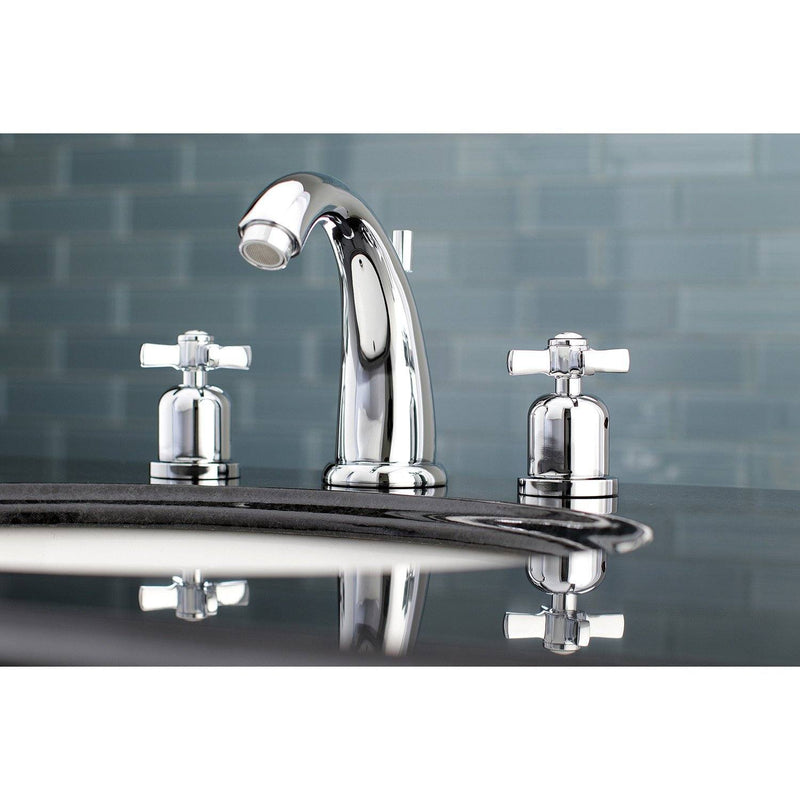 Millennium Two-Handle 3-Hole Deck Mount Widespread Bathroom Faucet with Retail Pop-Up Drain
