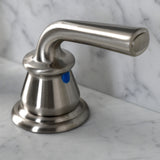 Restoration Two-Handle 3-Hole Deck Mount Widespread Bathroom Faucet with Plastic Pop-Up