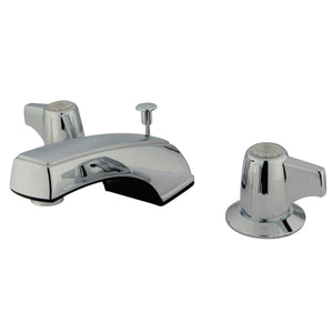 Americana Two-Handle 3-Hole Deck Mount Widespread Bathroom Faucet with Plastic Pop-Up