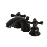 Victorian Two-Handle 3-Hole Deck Mount Mini-Widespread Bathroom Faucet with Pop-Up Drain