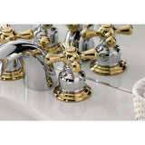 Victorian Two-Handle 3-Hole Deck Mount Mini-Widespread Bathroom Faucet with Plastic Pop-Up