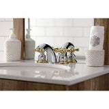 Victorian Two-Handle 3-Hole Deck Mount Mini-Widespread Bathroom Faucet with Plastic Pop-Up