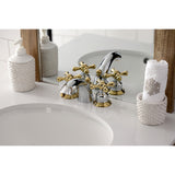 Victorian Two-Handle 3-Hole Deck Mount Mini-Widespread Bathroom Faucet with Plastic Pop-Up