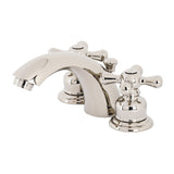 Victorian Two-Handle 3-Hole Deck Mount Mini-Widespread Bathroom Faucet with Plastic Pop-Up