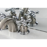 Victorian Two-Handle 3-Hole Deck Mount Mini-Widespread Bathroom Faucet with Plastic Pop-Up