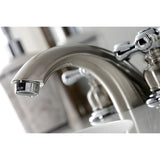 Victorian Two-Handle 3-Hole Deck Mount Mini-Widespread Bathroom Faucet with Plastic Pop-Up