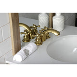 Victorian Two-Handle 3-Hole Deck Mount Mini-Widespread Bathroom Faucet with Plastic Pop-Up