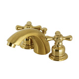 Victorian Two-Handle 3-Hole Deck Mount Mini-Widespread Bathroom Faucet with Plastic Pop-Up