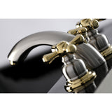 Victorian Two-Handle 3-Hole Deck Mount Mini-Widespread Bathroom Faucet with Plastic Pop-Up