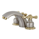 Victorian Two-Handle 3-Hole Deck Mount Mini-Widespread Bathroom Faucet with Plastic Pop-Up