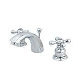 Victorian Two-Handle 3-Hole Deck Mount Mini-Widespread Bathroom Faucet with Plastic Pop-Up