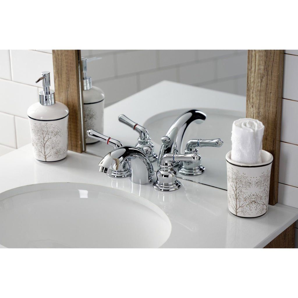 Victorian Two-Handle 3-Hole Deck Mount Mini-Widespread Bathroom Faucet with Brass Pop-Up