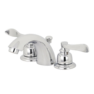 NuWave French Two-Handle 3-Hole Deck Mount Mini-Widespread Bathroom Faucet with Plastic Pop-Up